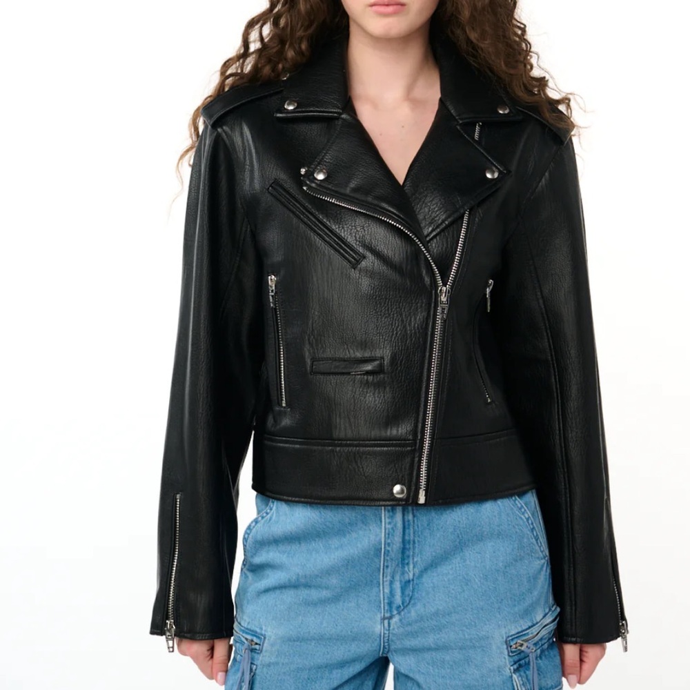 Black Faux leather Moto jacket by NYC Blanc